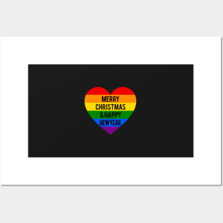 LGBT Rainbow heart, merry Christmas Posters and Art